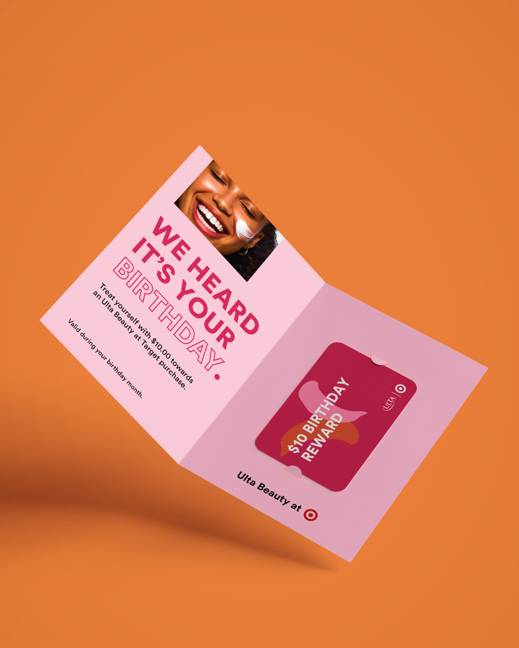 Example of an Ulta Beauty at Target $10 birthday reward card that would be sent to customers.